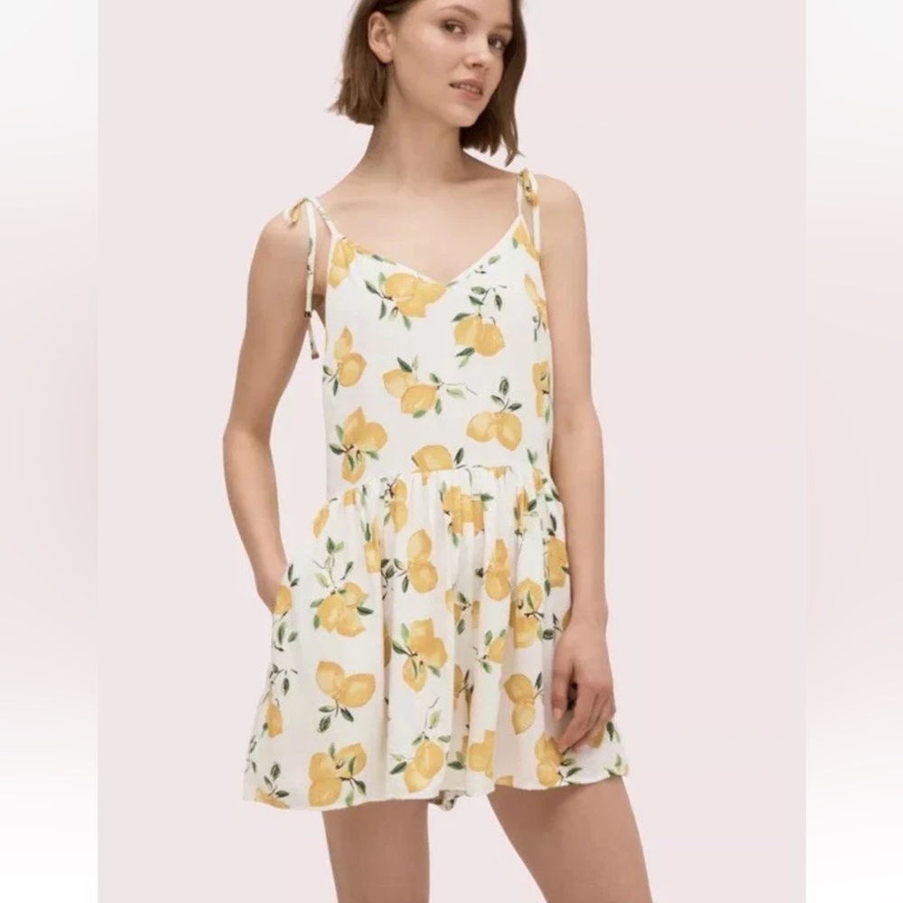 Kate Spade Lemon 🍋 Beach Flare Cover-up Romper - L
